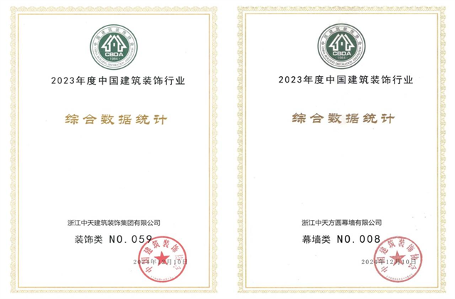 asiagame装饰集团位列2023年度中国建筑装饰企业百强59位、幕墙百强第8位